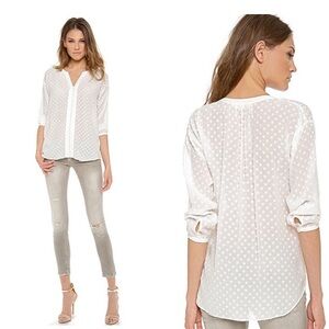 REBECCA TAYLOR SILK BLEND IVORY/CREAM POPOVER BLOUSE IN EUC SIZE 4